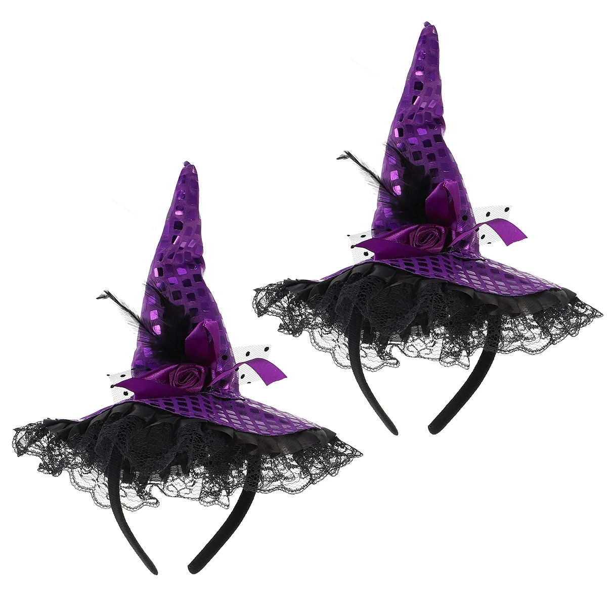 2 pçs chapéu de bruxa headpieces halloween bandana maquiagem decoração menina argola de cabelo acessórios de moda para meninas roxo