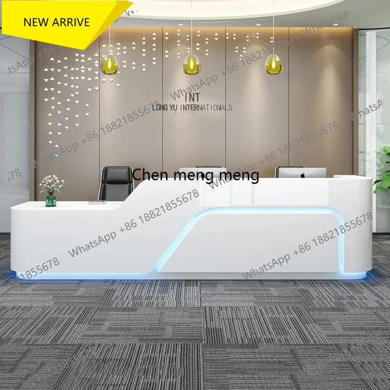 

G153 Service Reception Desk Modern Business Luxury Elegant Office Reception Desk Beauty Salon Curved Mesa De Centro Corner Furni