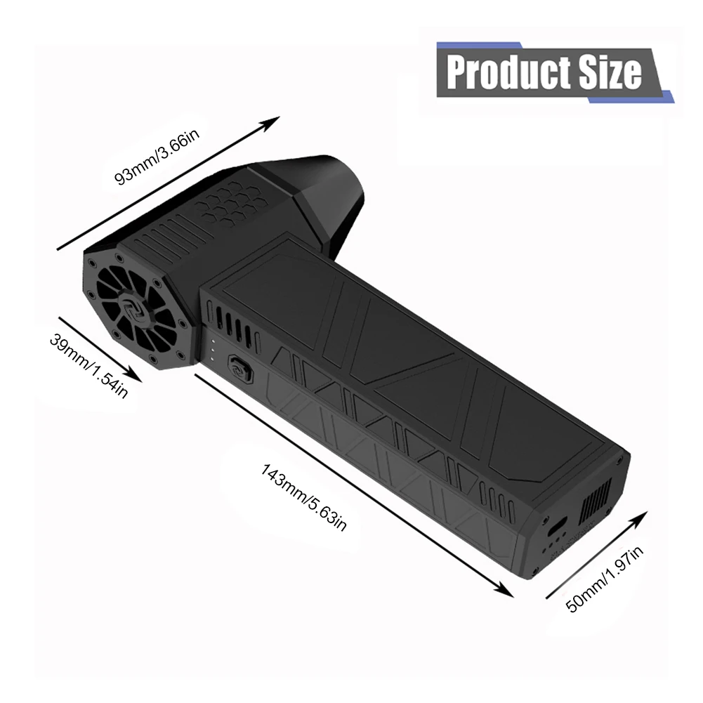 선풍기 미니 터보 제트 선풍기 강력한 터보팬, USB 충전식, 130000 RPM 브러시리스 모터, 52 m/s 고속 덕트 송풍기