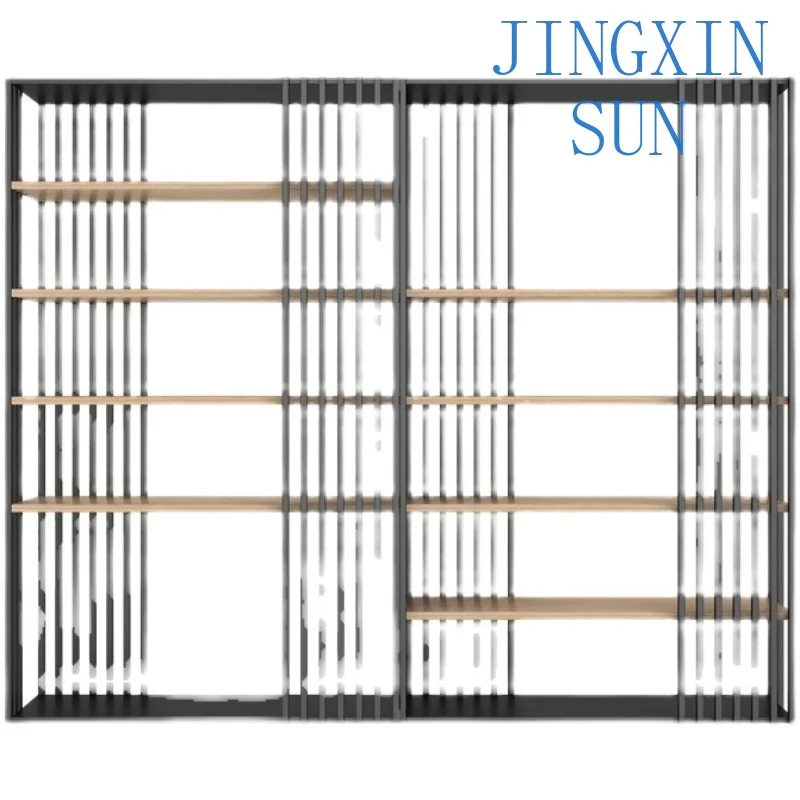 Modern simple wrought iron floor rack light luxury office partition Bogu frame living room industrial style