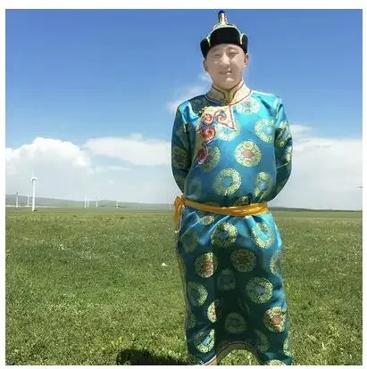 Adult Stage Performance Men's Long Mongolian Robe Performance Clothing