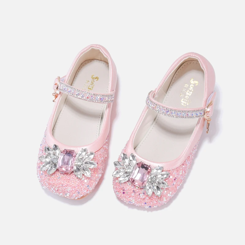 

Туфли принцессы для девочек розового и белого цвета подходят для выступлений для девочек, школьной обуви, детской цветочной девушки.