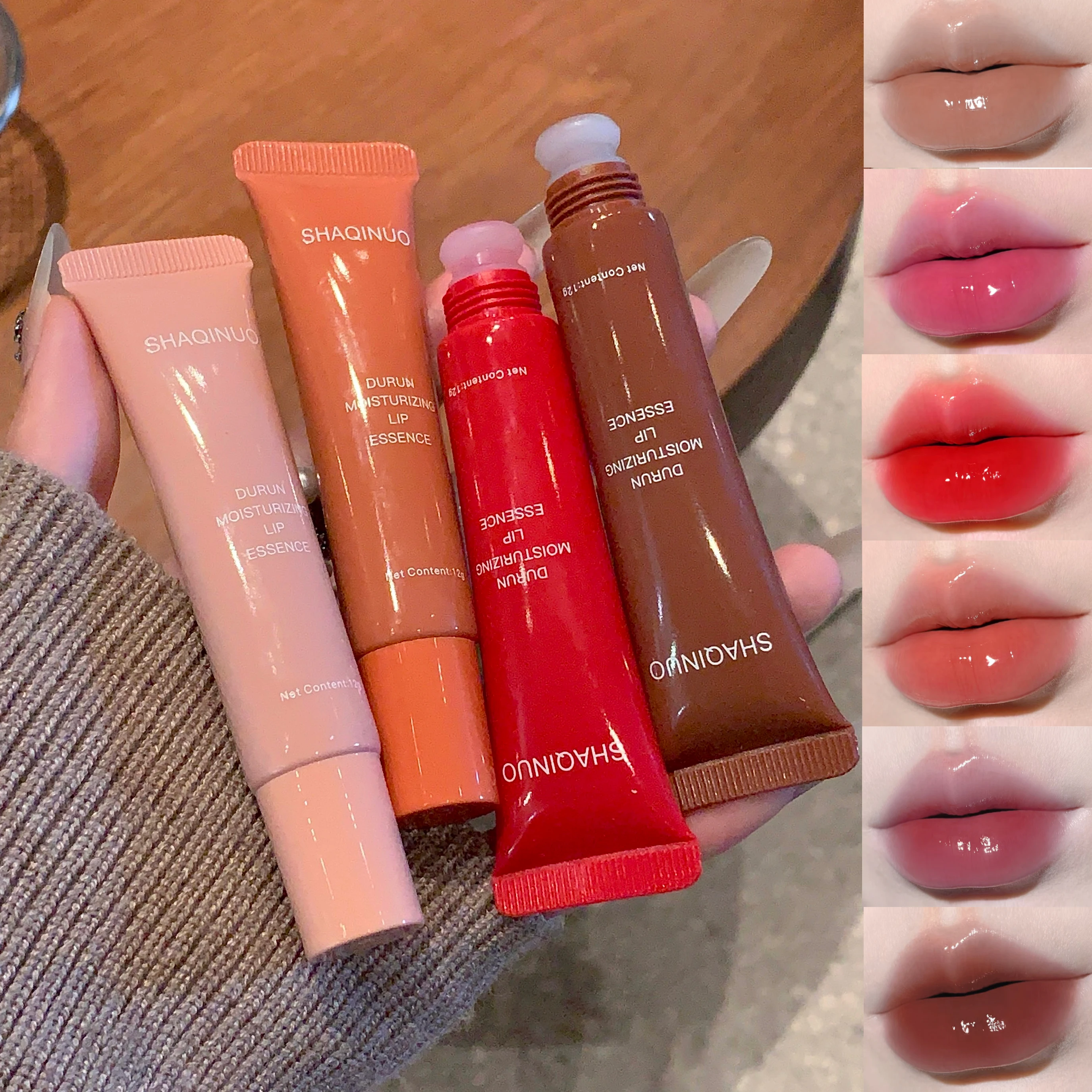 12 g Lippenverreicherungsöl SHAQINUO Spiegel-Lippenglasur spendet Feuchtigkeit, anhaltendes Wasser, leichtes Glas-Lippenöl, Entfernungslinie, Lippenschutz-Serum