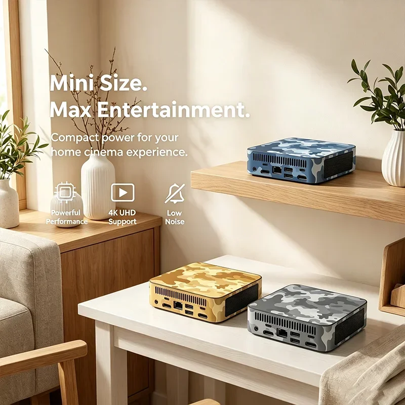 New Mini PC Core N150 Camouflage Colors 4K HD Mini Desktop 16GB RAM 1TB 2TB SSD BT5.2 WiFi6 Multi-Scene Study PC