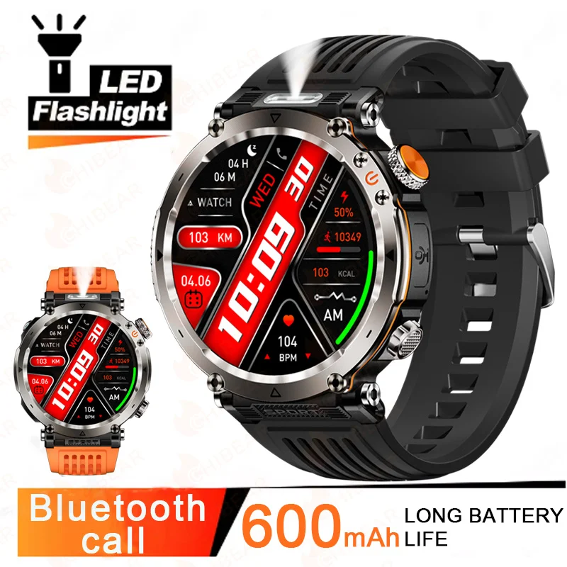 

2025 New 600mAh Battery Smartwatch Men Sports Outdoor Compass LED Bluetooth Call Heart Rate 1.7inch Waterproof Women Smartwatch
