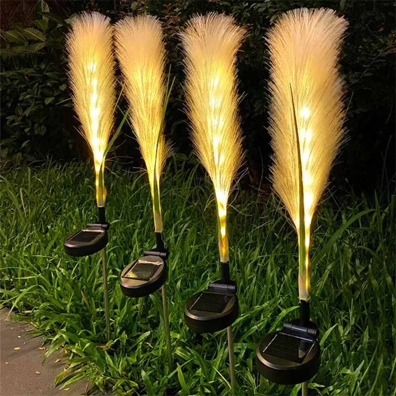 

LED Solar Lights Garden Reed Outdoor Waterproof Light Fiber Optic Simulated Reed Landscape Lamps For Home Patio Yard Decoration