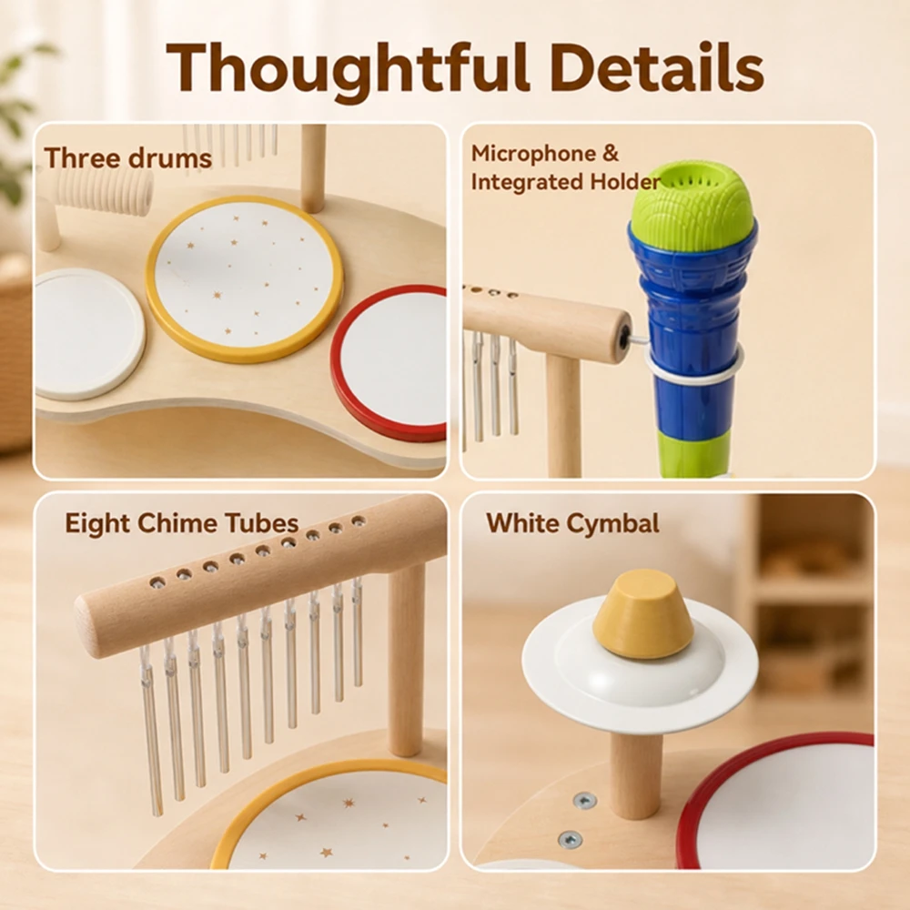 Kids Wooden Drum Set Musical T - đánh giá và giá Kids Toys Xylophone