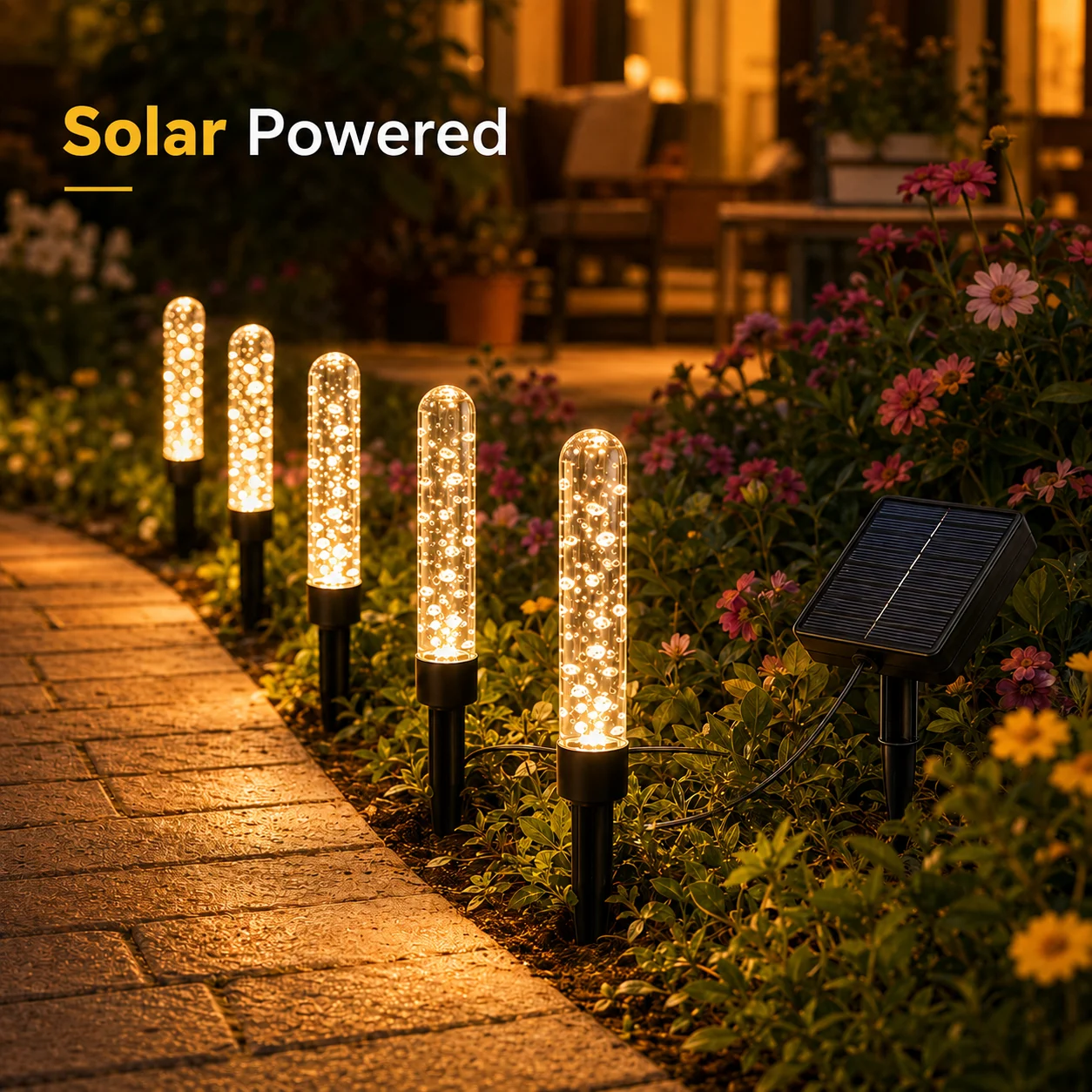 Solar Garden Lights Bubble Stick Pathway Stake Lights 10/20LED White Warm Multicolor for Lawn Patio Yard Christmas Decor