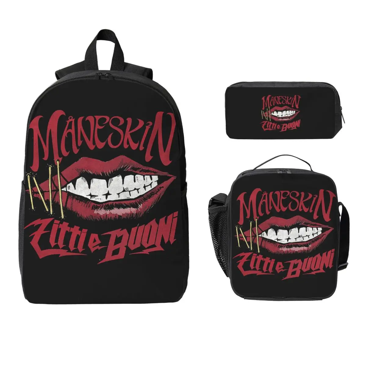 

Maneskin Maneskin, рюкзакmaneskin, студенческая сумка для книг для мальчиков и девочек, школьная сумка, сумки на плечо для ноутбука, 3 шт., изолированная сумка для обеда, пенал