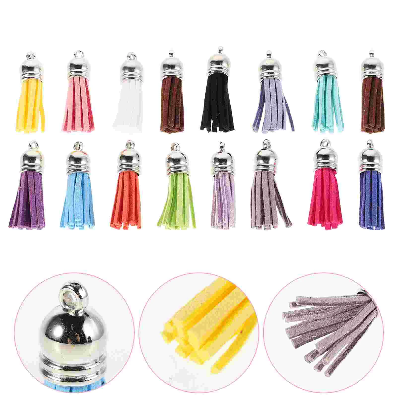 

240 Pcs Tassel Pendant Keychains DIY Bookmark Lanyard Bags Decor Projects Plastic Tassels for Jewelry Colorful