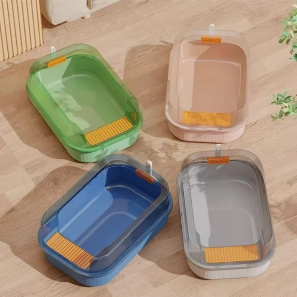 Cat Litter Box for Small Cats Animals Semi Closed Cat Dog Tray with Scoop Excrement Training Sand Litter Box Cat Accessories