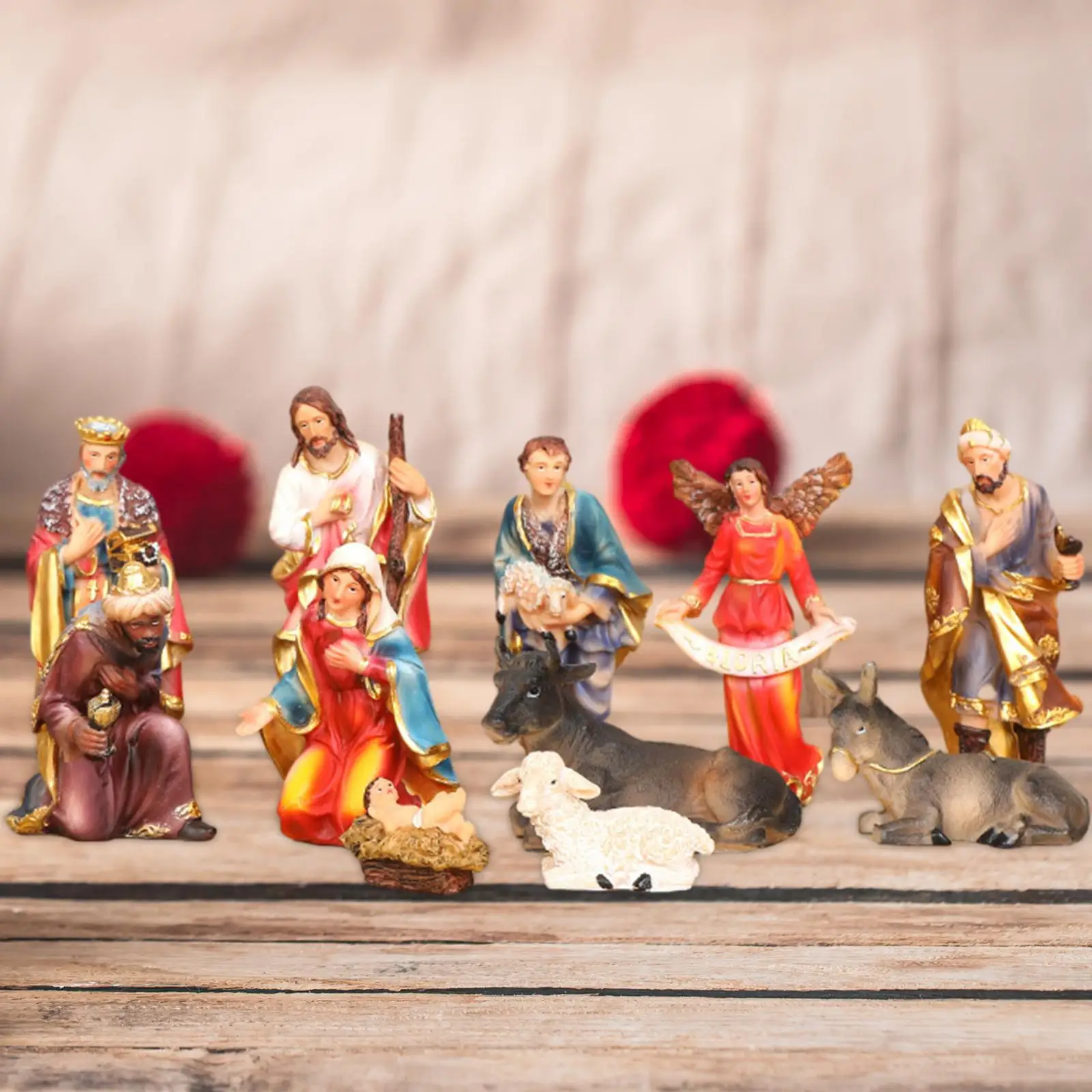 11x Nativity Scene Figurines Jesus Manger Christmas Ornament Decorations Art Colorful Manger Set Ornaments for Home