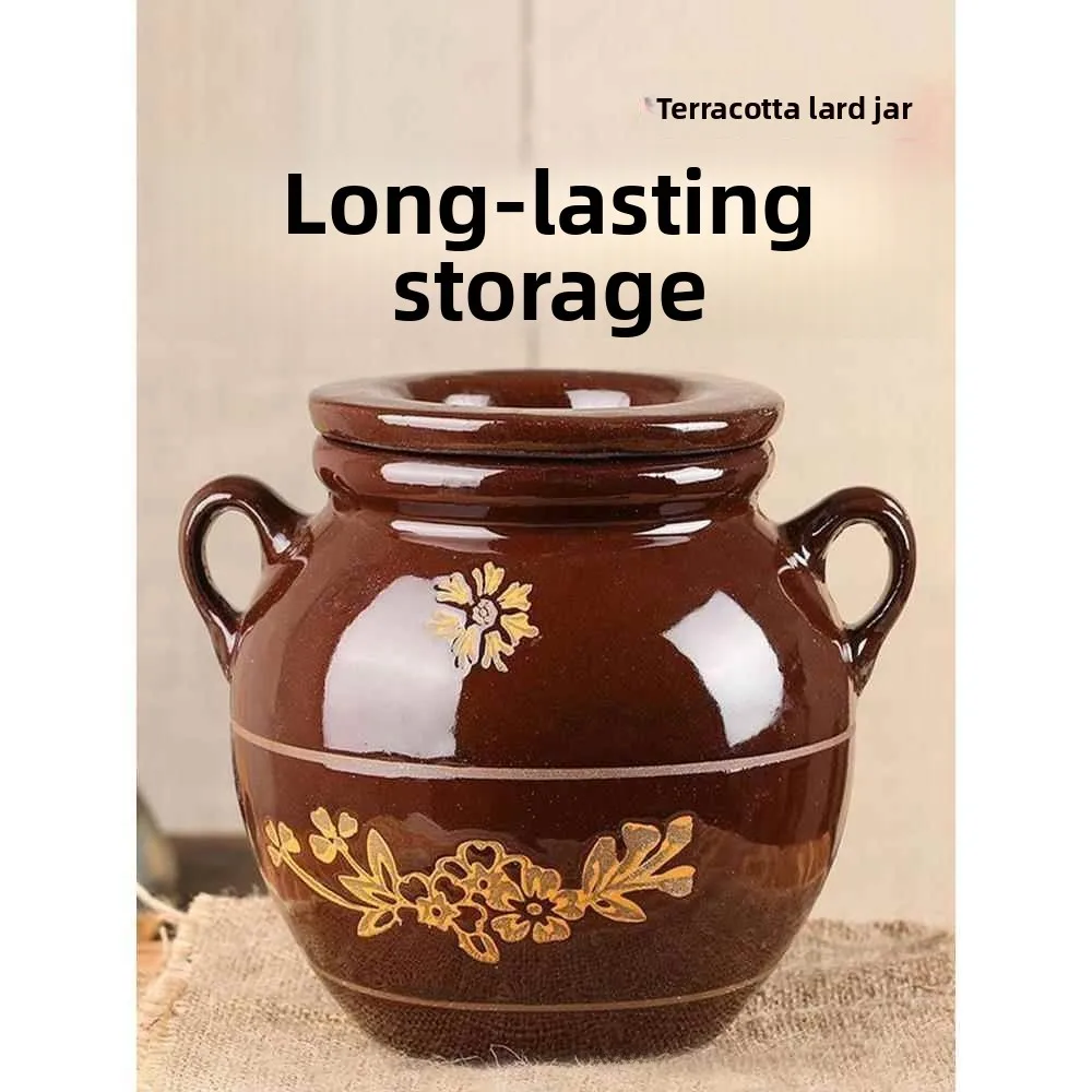 

Традиционная керамическая банка для свиного жира, термостойкая, пищевая, большой емкости, для использования на кухне, для чили и мясного жира