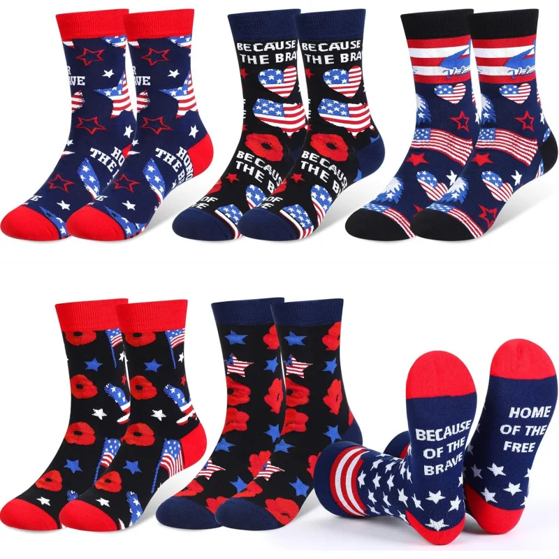 

6 pairs of veteran cotton socks Christmas gift, soft and warm long stockings