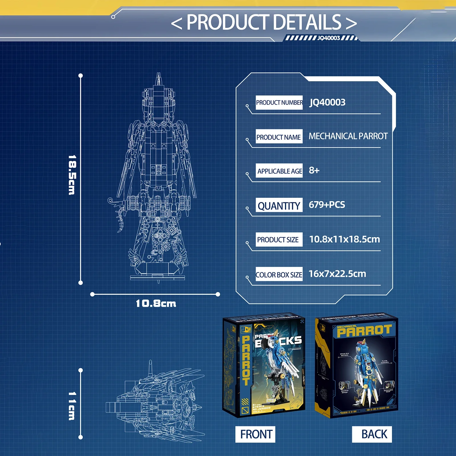 

679PCS Mechanical Parrot Building Blocks Animals Bird Seires Model with Base Bricks Assembling Educational Toy Kid Birthday Gift