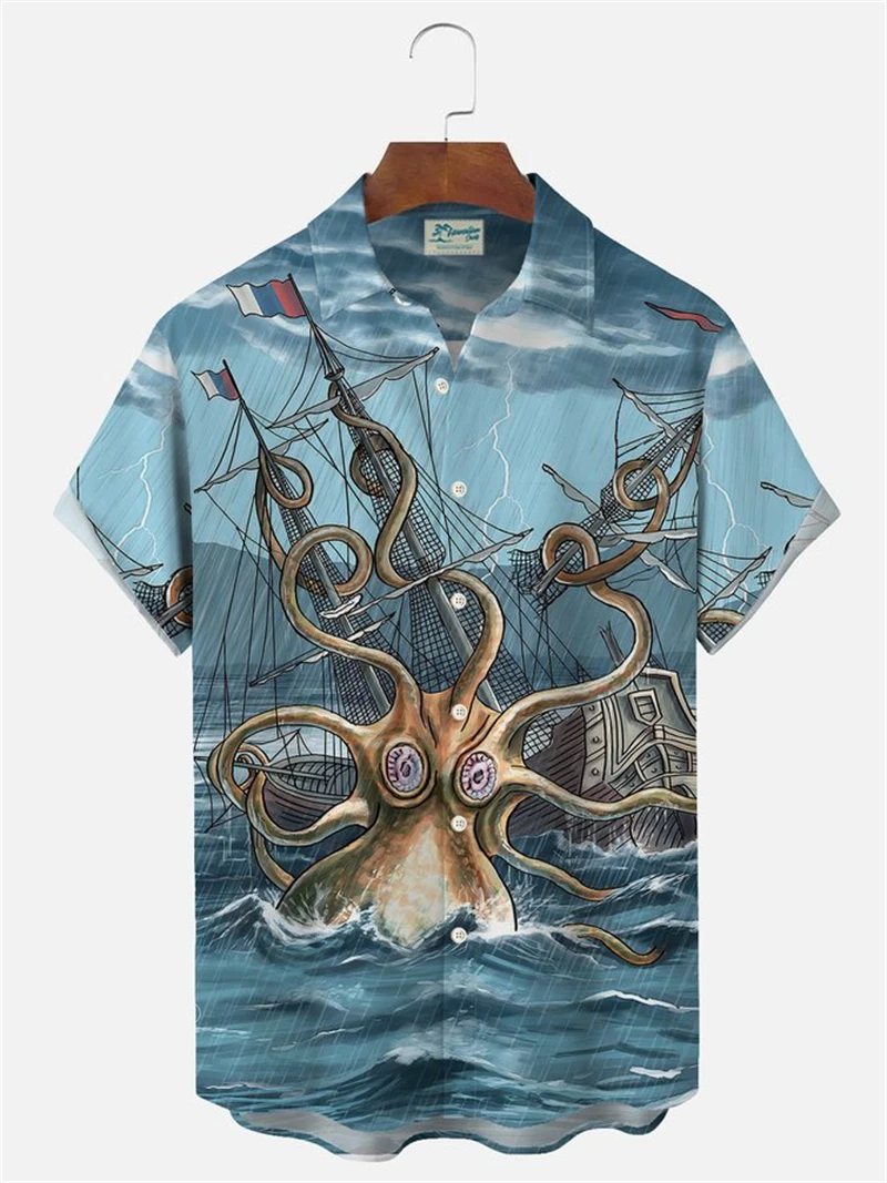 New Hawaiian Men\'s Animal Shirts Creative Print Short Sleeve Cuban Tops Casual Beach Summer Vacaton Funny 3D Shirts Men Clothes