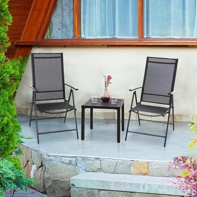 Stolik pomocniczy/stolik boczny, metalowy, kwadratowy, mały, do użytku wewnątrz i na zewnątrz, stolik kawowy/bistro na patio, czarny