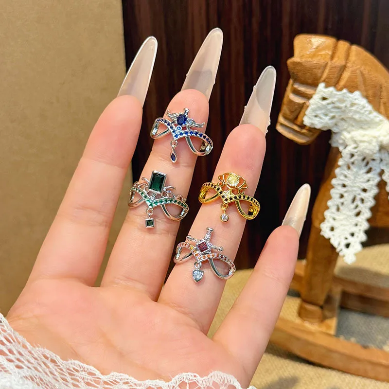 Magischer Stil Schleifenförmiger Offener Verstellbarer Ring Mehrfarbiger Fingerring Modeschmuck Accessoires Geschenk für Fans Tägliches Cosplay-Accessoire