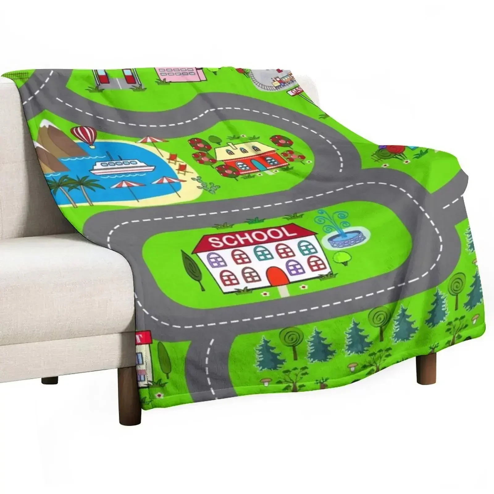 

Kids Street Road Cars House Throw Blanket anime Sofa Throw manga Blankets