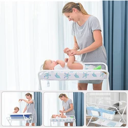 2 in 1 Foldable Baby Nurse Table And Bath Set With Bathinette, Infant Diaper Station with Fold Bath Tub Unit