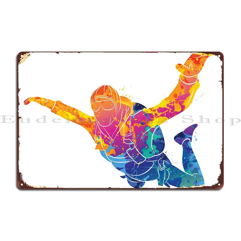 Watercolor Skydive Metal Sign Pub Customize Cinema Character Club Tin Sign Poster