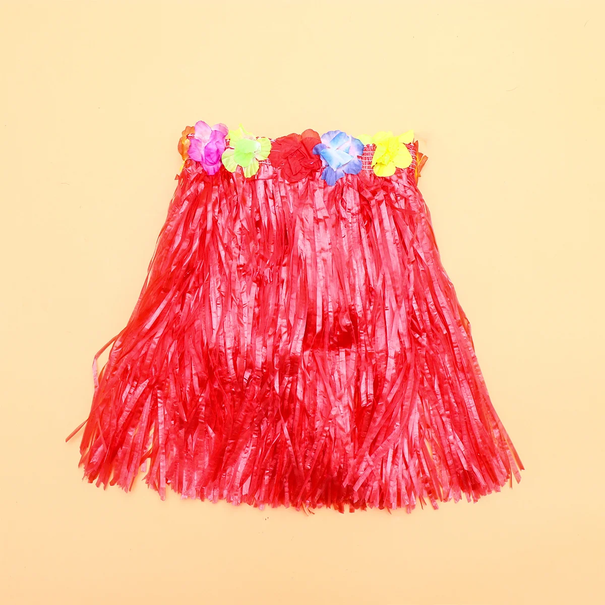 Kinder-Grasrock-Set im hawaiianischen Stil, rotes Party-Outfit mit Halsgirlande, Stirnband, Armbändern für Inseldhema-Tanzveranstaltungen