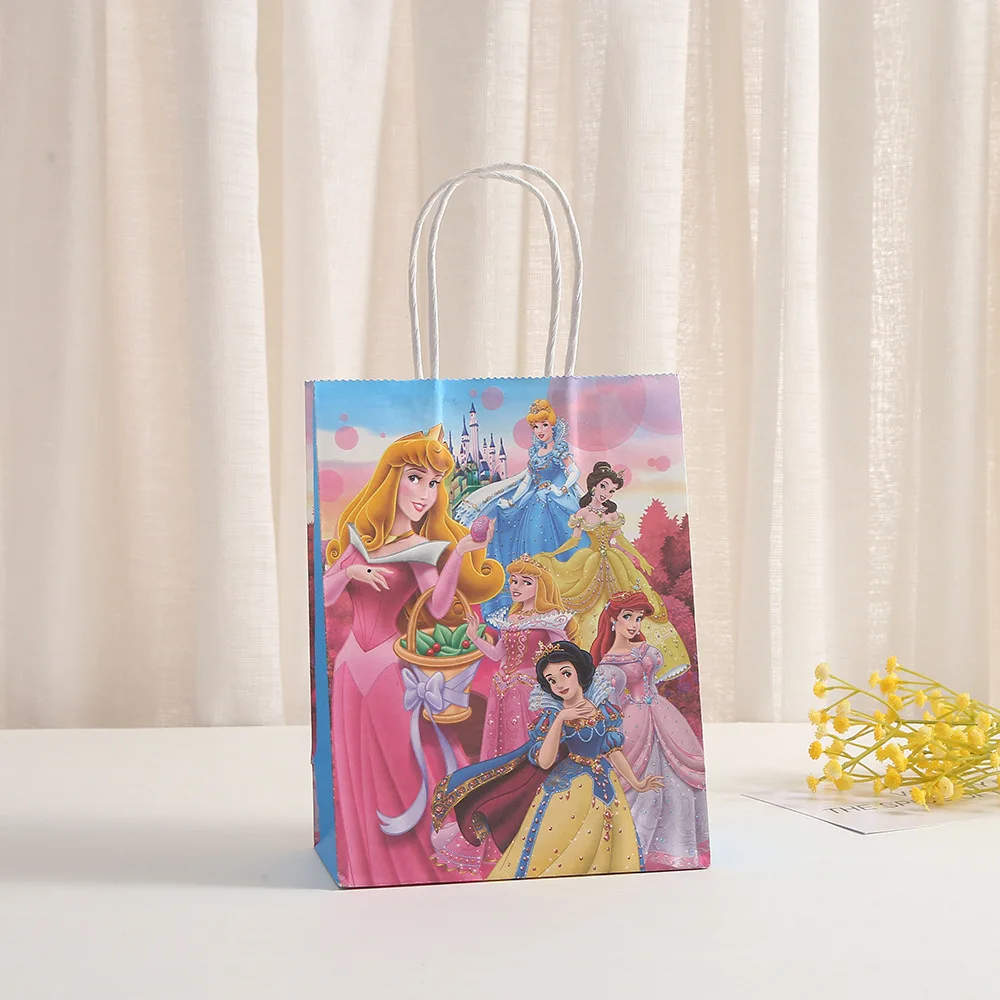 Princess Bell Paper Gift Bags Birthday Decor Snow White Candy Bag Tangled Goody Biscuit Package Girls Favors Party Supplies