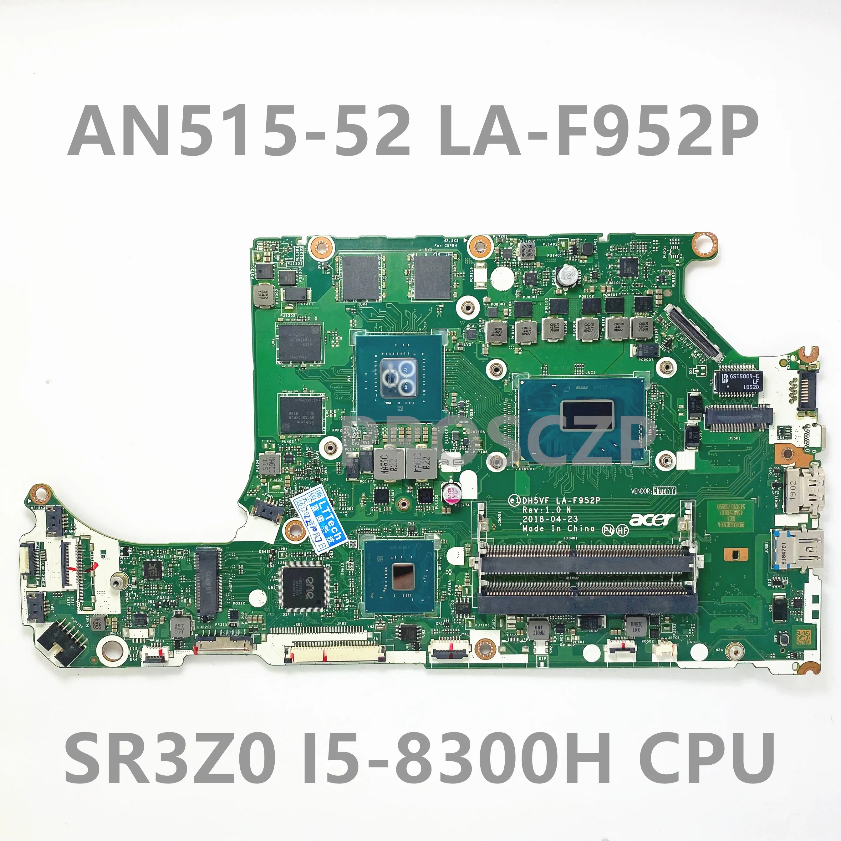 LA-F952P DH5VF para portátil, placa base para ACER AN515-52, AN515, SR3Z0, I5-8300H, GTX1050Ti, DDR4, 100%, totalmente probada