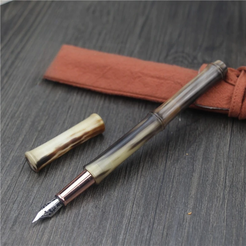 

BALAOYE Luxury Natural Flower Horn Bamboo Structure Fountain Pen Natural High-grade 0.5mm School Supplies Office Calligraphy Pen