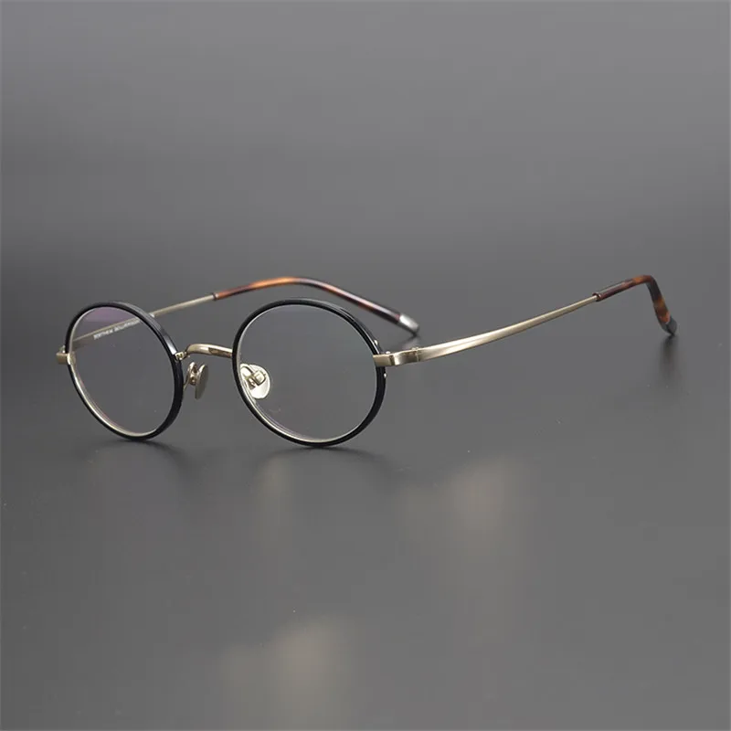 

Rockjoy Small Round Titanium Eyeglasses Frame Male Women Bronze Tortoise Glasses Men Anti Blue Light Spectacles Prescription