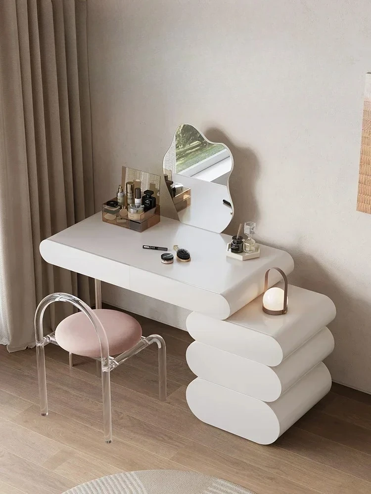 

a Cabinet Integrated Bedroom Simple Makeup Table Desk French Cream Style Dressing Table Storage