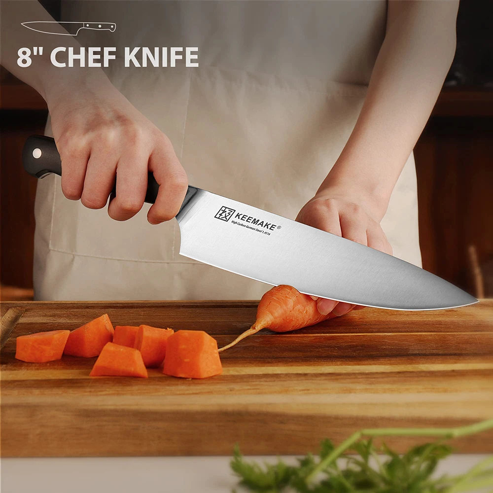 KEEMAKE 6PCS Knife Set German Stainless Steel Blade Cut Sharp Utility Chef's Santoku Bread Slicing Paring Fillet Kitchen Tools