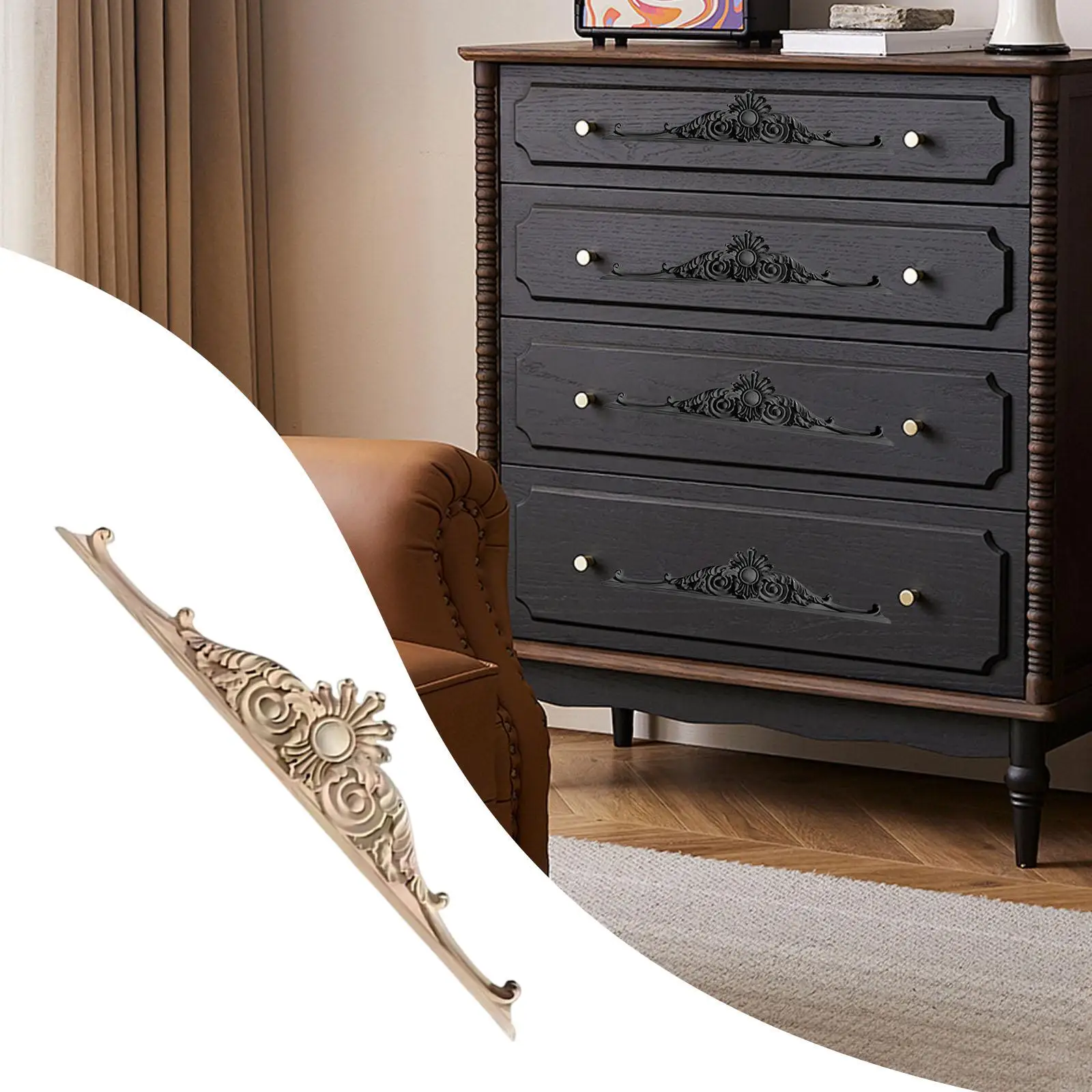 Long Wood Carved Applique Decal Wooden DIY Carved Onlay Unpainted Frame for Wardrobe Staircase Cabinet Door Furniture