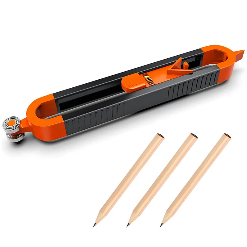ABRW-Contour Measuring Tool With Lock For Pencil - Wood Scribe Tool Edge Corner Measuring Profile Duplicator With 6 Pencils