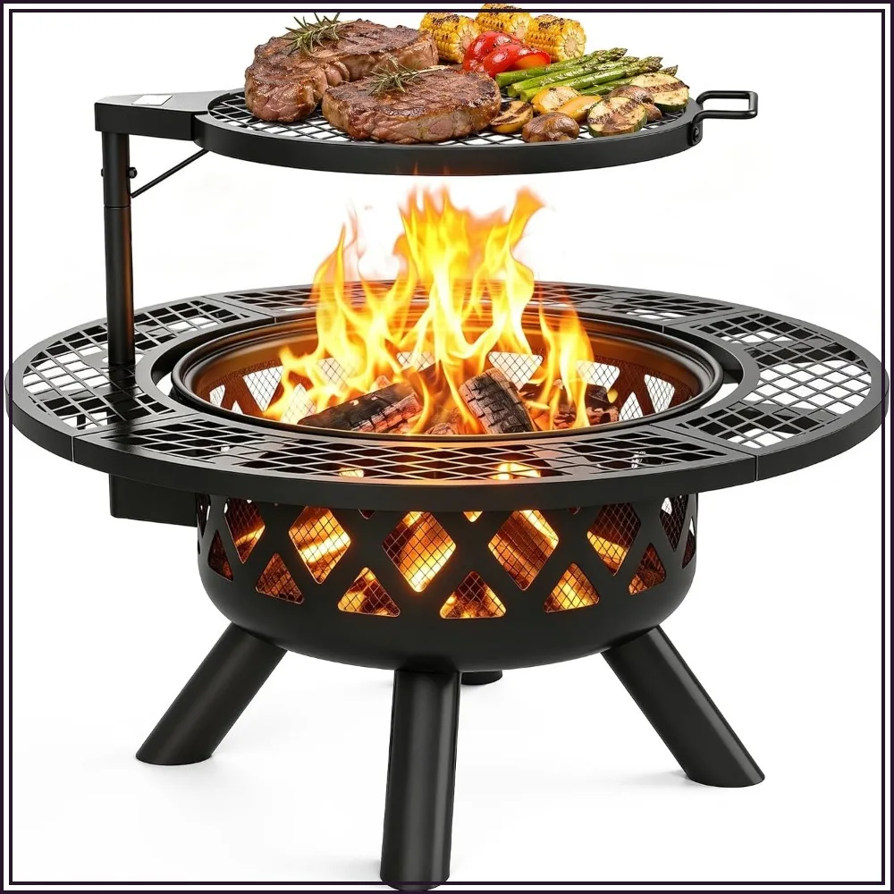 32 Inch Outdoor Fire Pit for Outside Wood Burning Fire Pit for Patio Backyard