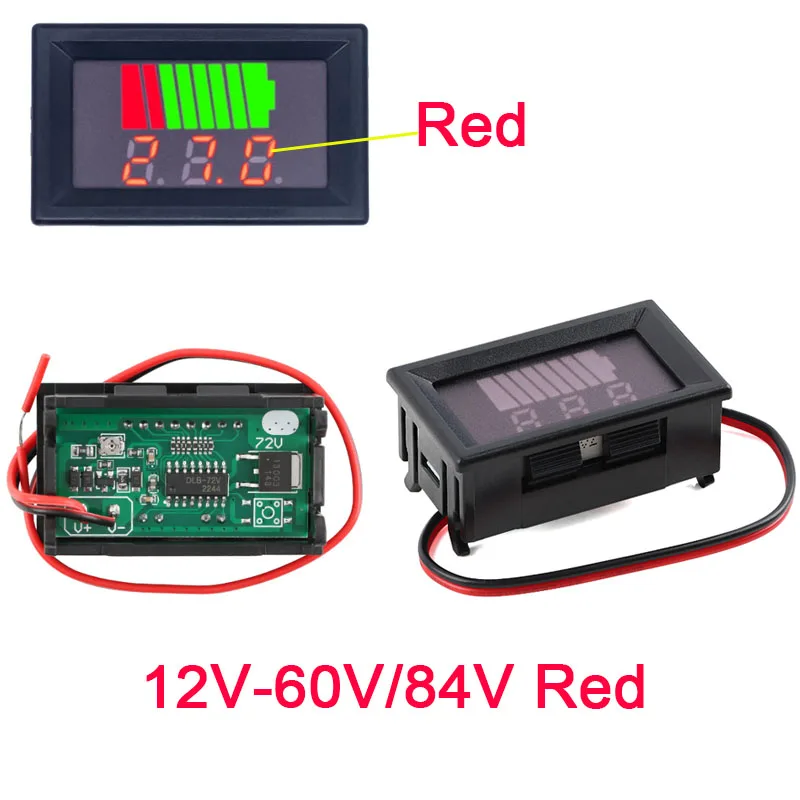 12V 24V 36V 48V 60V 72V 84V Li-ion Battery Capacity Indicator Car Motorcycle Digital Voltmeter Meter Voltage Tester LED Display