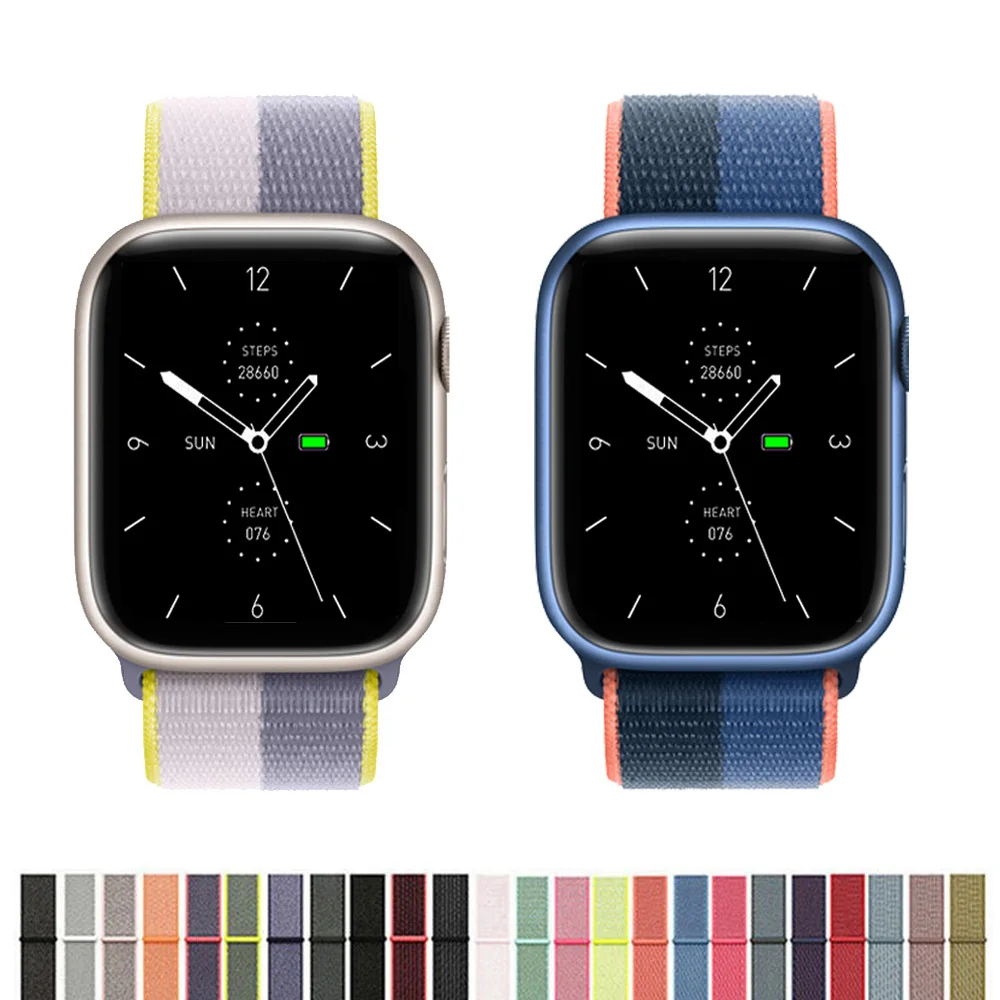 Nylon Loop Strap For Apple watch 10 band 46mm 44mm 40mm 49mm 41mm 45mm 42mm correa Bracelet iWatch Series 7 6 5 3 se 8 9 ultra 2