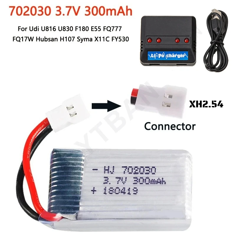 3.7V 300mAH Lipo Battery for U816 F180 E55 FQ777 H107 X11C Remote Controlled Aircraft Drone Batteries UAV Batteria RC Palne