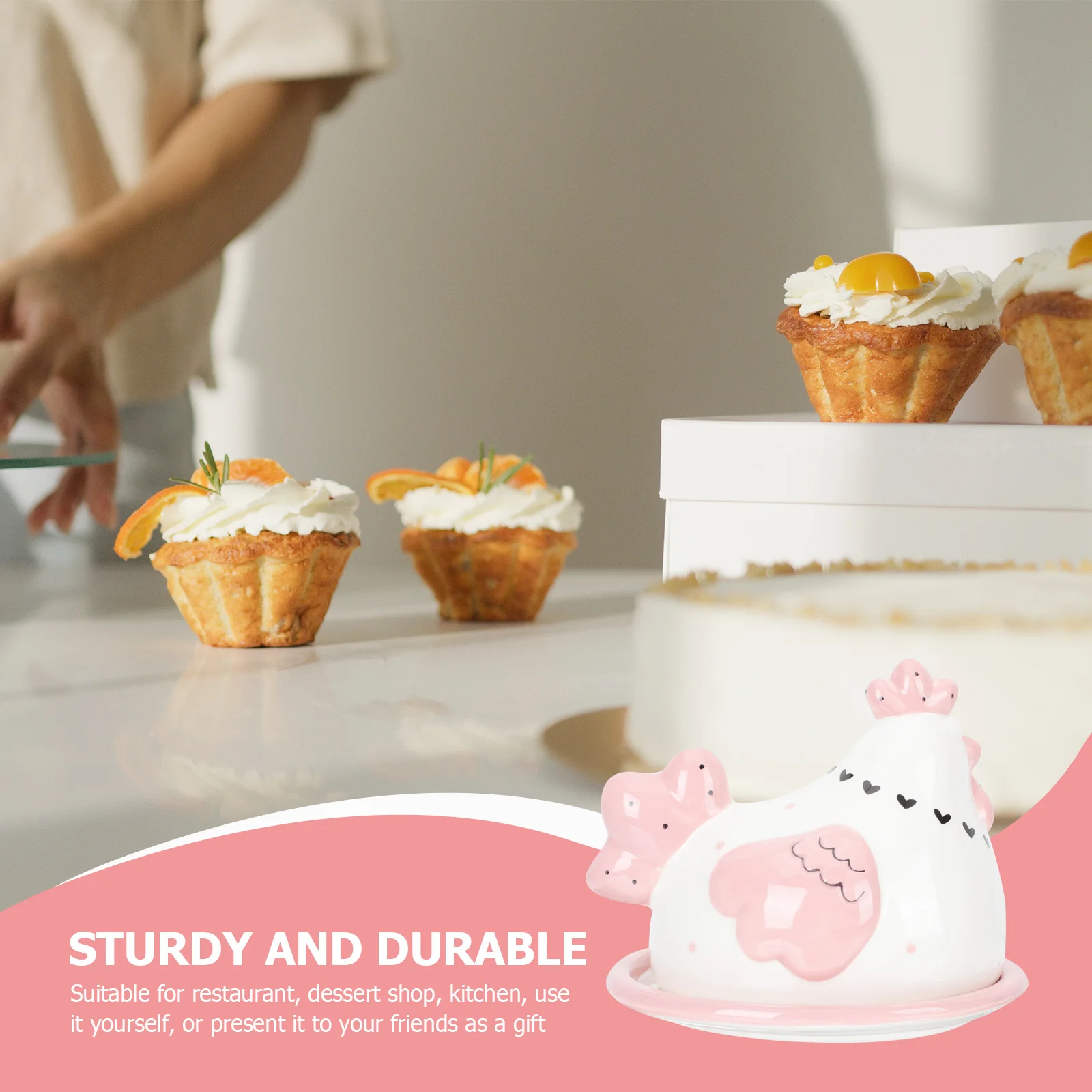 

Small Pink Containers for Food Butter Holder with Lid Storage Chicken Keeper Case