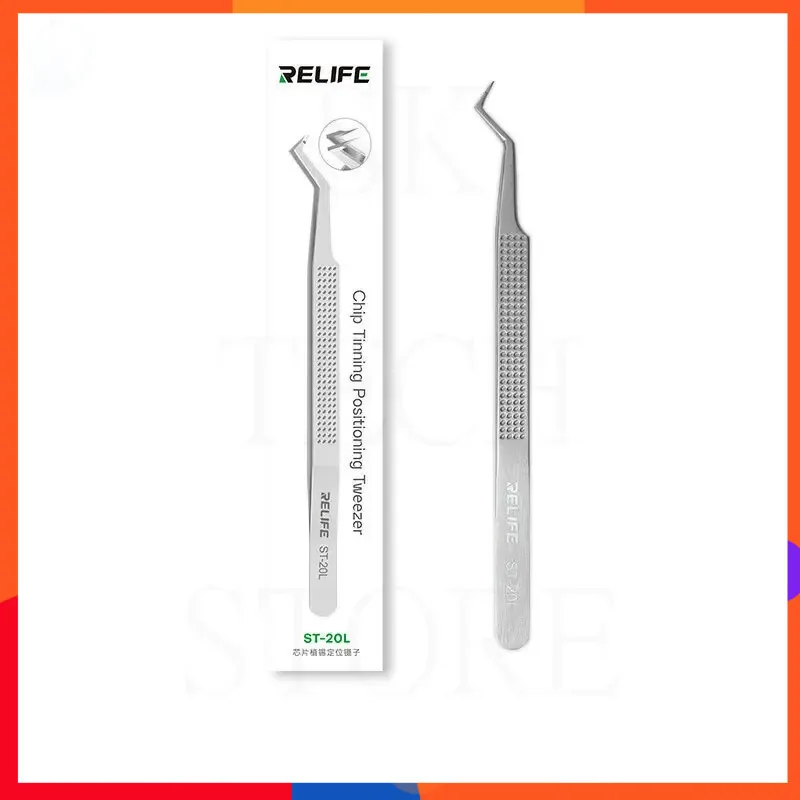 RELIFE-Pinzas de acero غير قابل للأكسدة مضاد للمغناطيسية ST-20L، repara de placa de circuito، BGA، colocaciones de plantillas، Chip IC