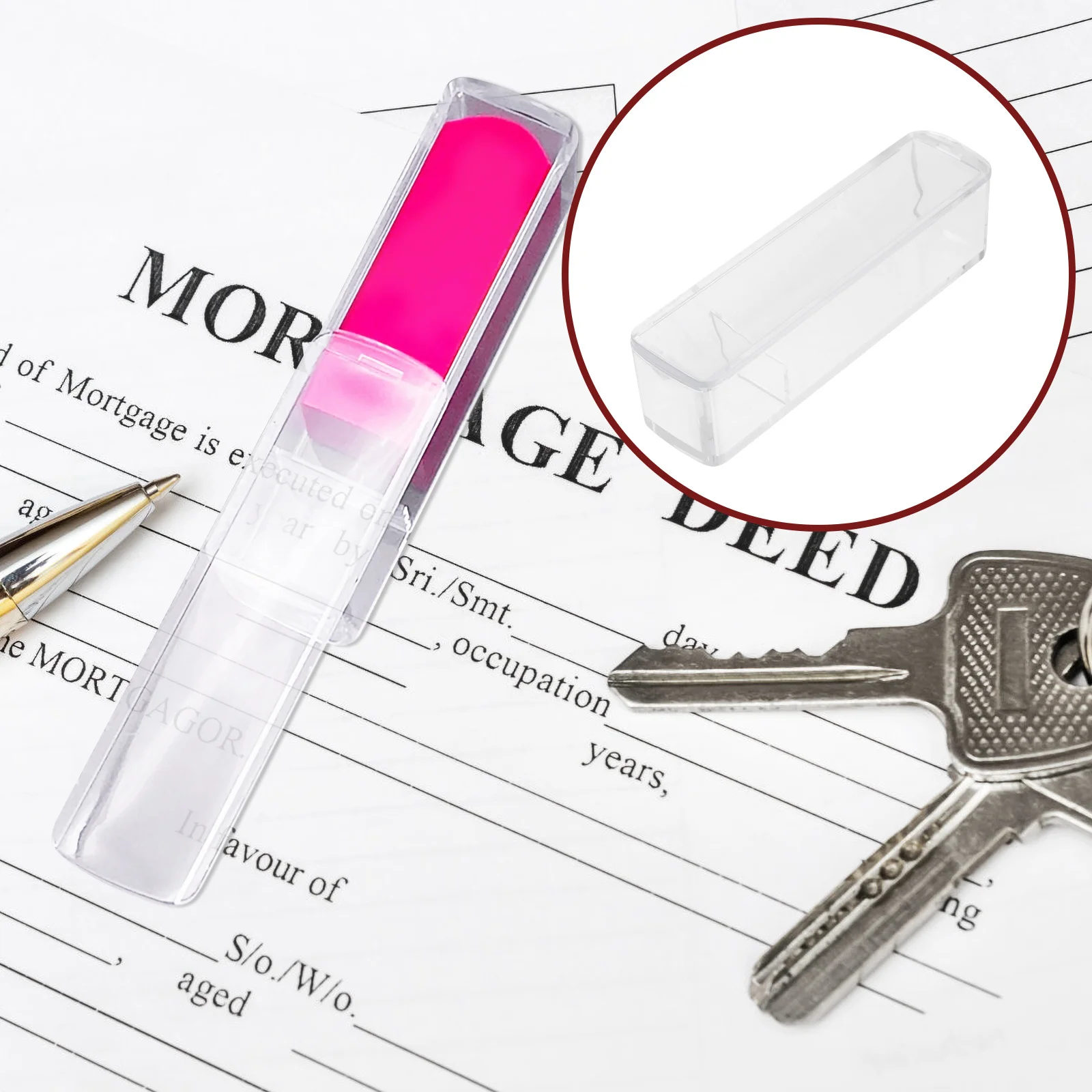 

5pcs Stamp Protector Box Rectangular Plastic Seal Storage Container Waterproof Portable Office Financial Stamper Case Sliding