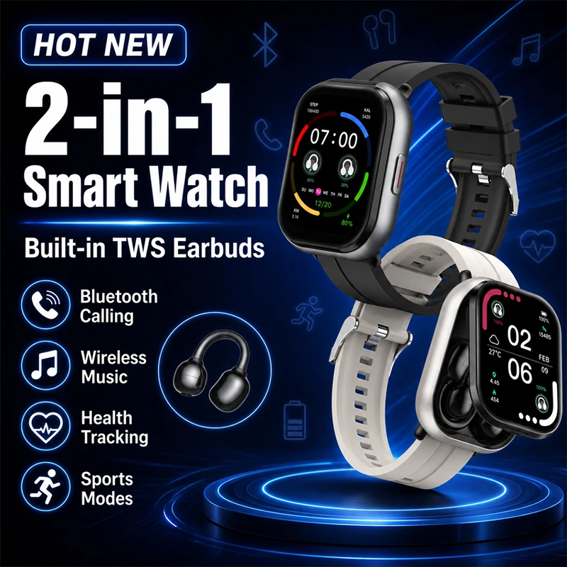 2026 New TWS 2-in-1 Bluetooth Earphones Smart Watch 2.01
