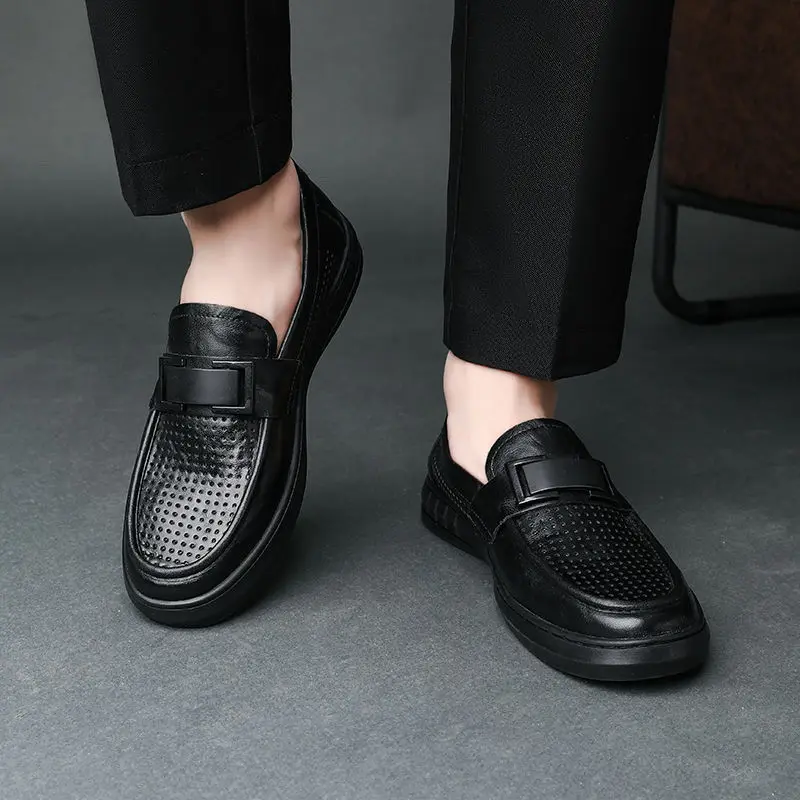 

Дышащие полые мягкие кожаные лоферы для мужчин, классические оригинальные модные удобные мужские повседневные туфли высокого качества