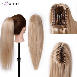 S-noilite Ponytail Human Hair 14-22Inches Claw Clip in Ponytail Human Hair Extension Women Hairpiece Natural Black Blonde Brown