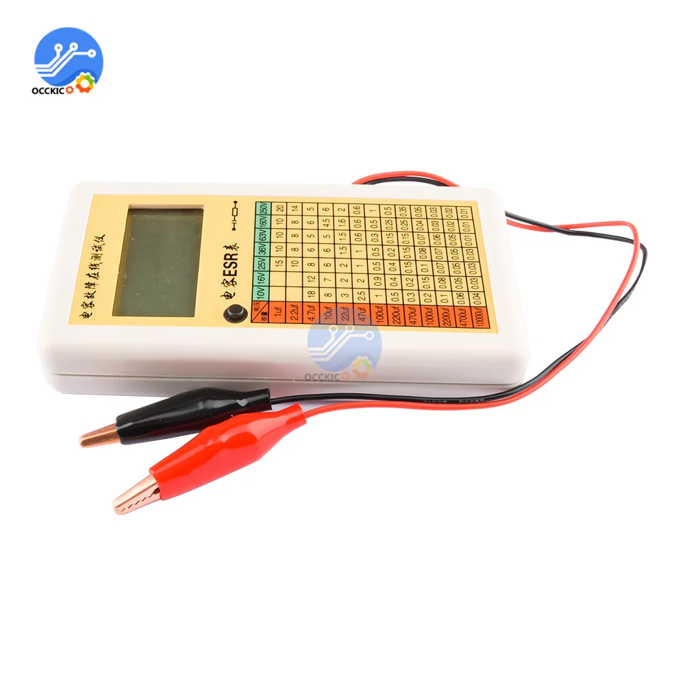 Imagem -05 - Lcd Digital Capacitor Esr Tester Teste do Medidor de Resistência Interna Capacitor do Medidor Esr de Capacitância Teste On-line Falha