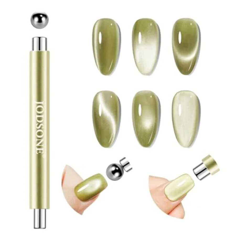 

Home salon cat eye gel polish application: cylindrical and ball magnets, stainless steel, silver, 3-in-1 multi-effect magnetic