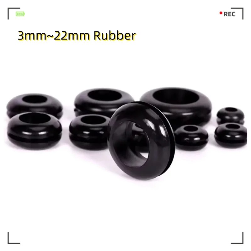 Blakc Rubber Grommet Id 3/4/5/6/7/8/10~22mm Seal Gasket Wire Cable Hole Double Sided Protective Coil O-rings