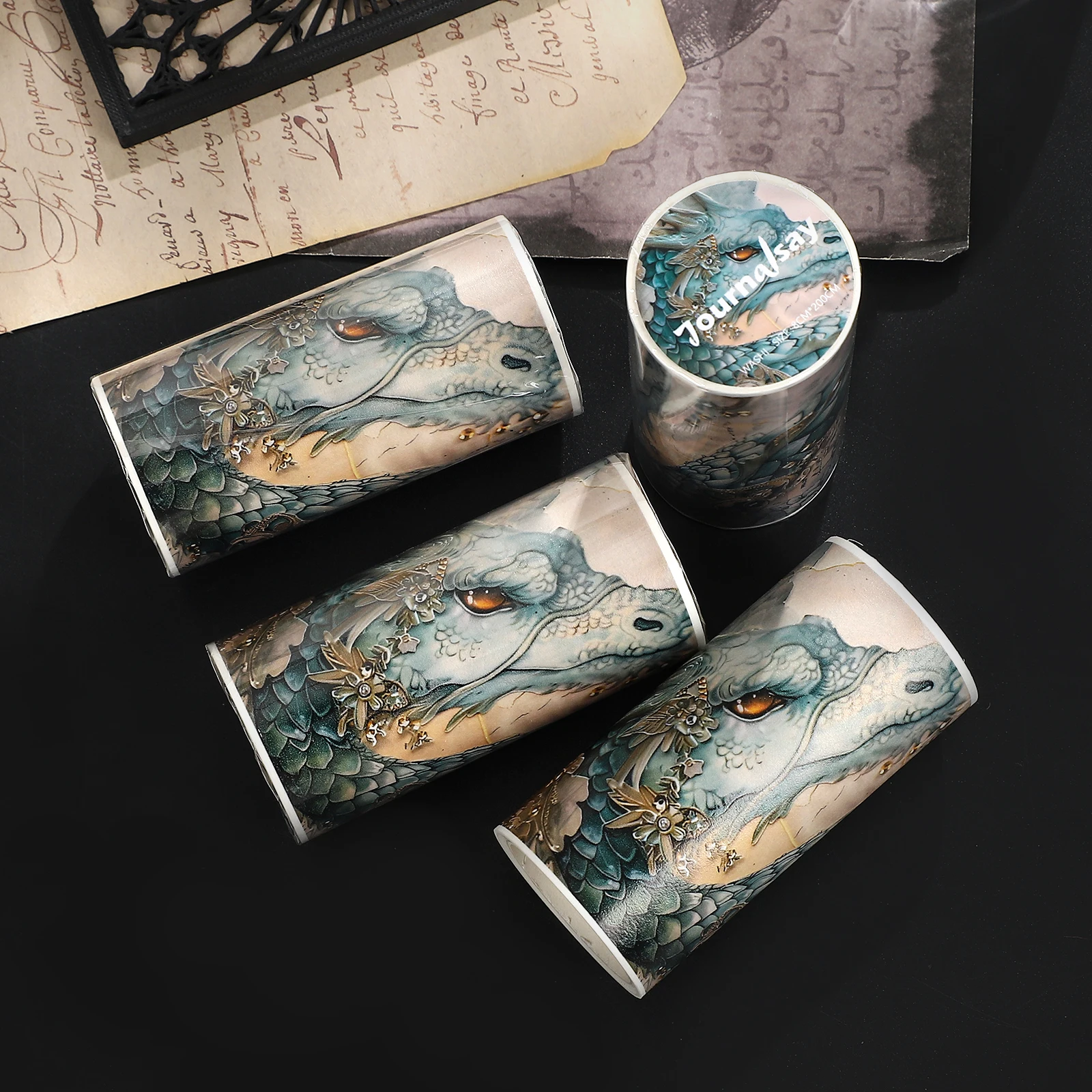 80mm*200cm Vintage Dragon Flower Jewelry Landscape Washi Tape Creative DIY Journal Material Collage Stationery - Image 2