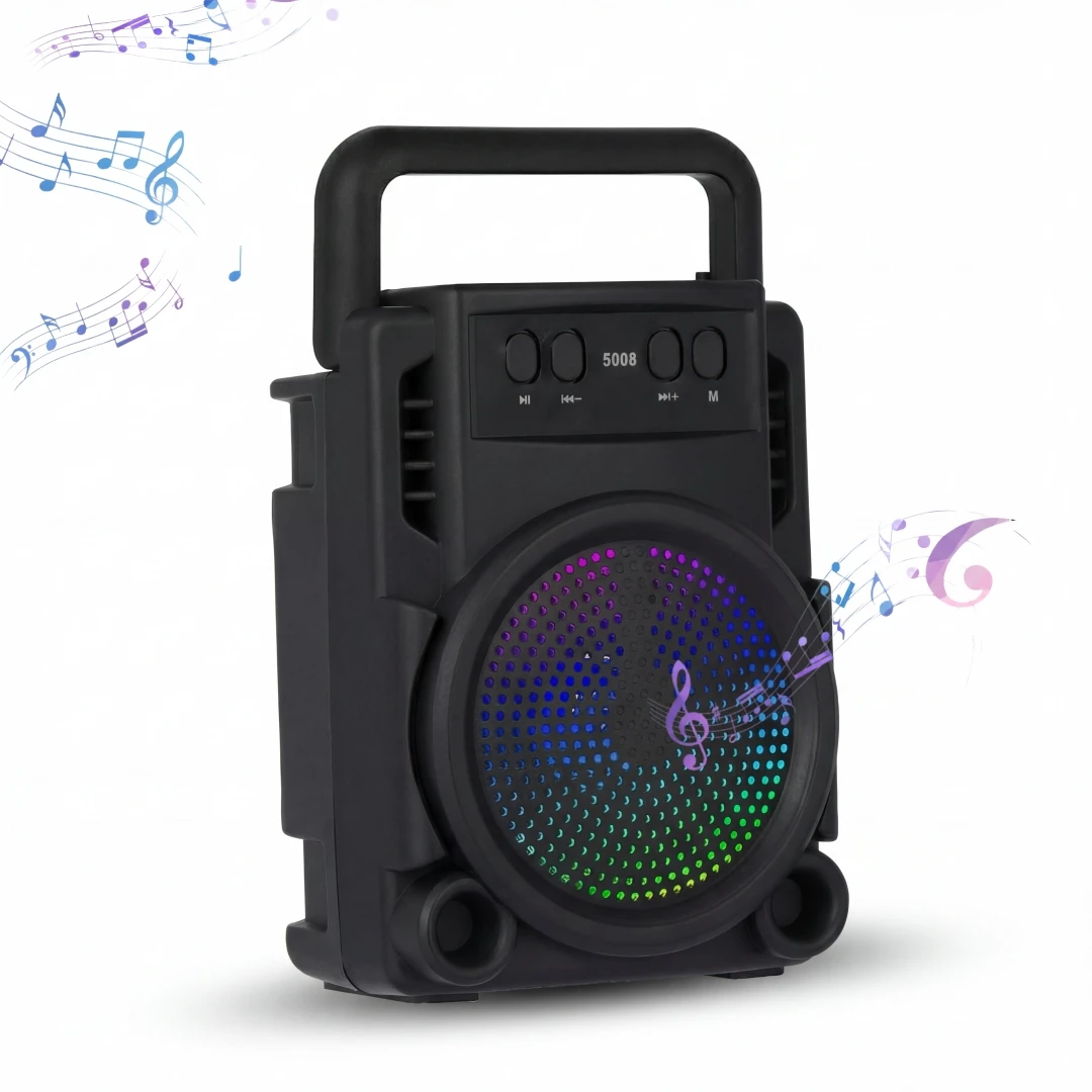 Altavoz Karaoke Bluetooth Portátil con Asa, Luz RGB para Fiestas, Sonido Envolvente 3D de 10W, TWS, FM, USB, TF para Campamento al Aire Libre