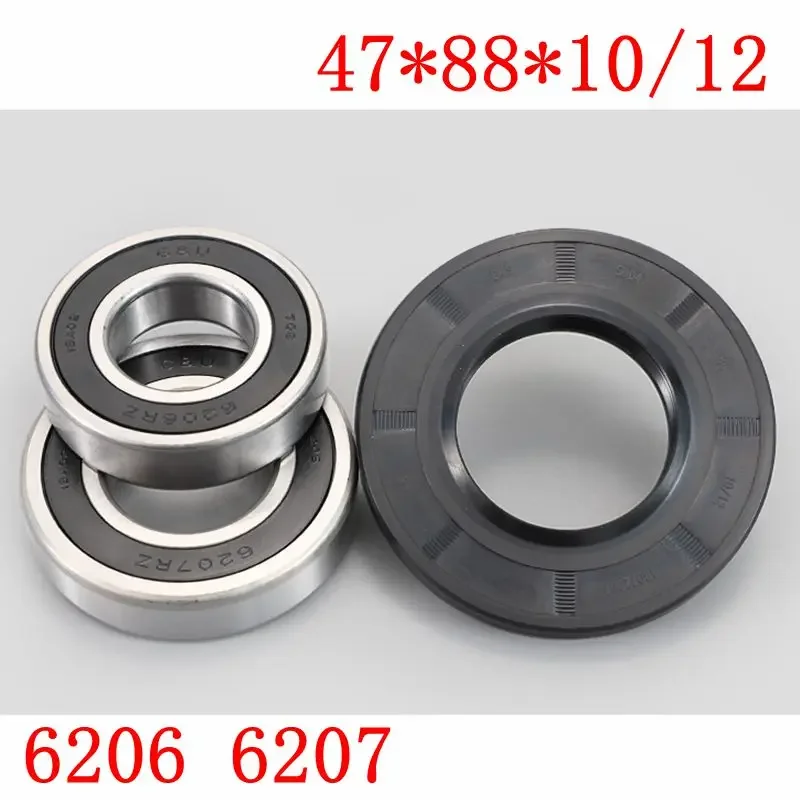 For Midea/Little Swan drum washing machine Water seal（47*88*10/12）+bearings 2 PCs（6206 6207）Oil seal Sealing ring parts